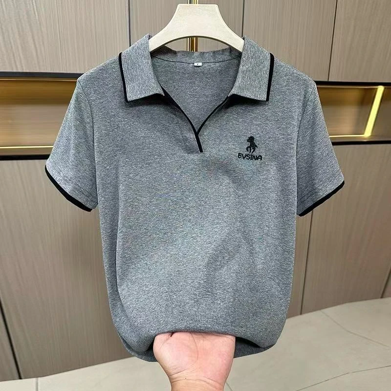 夏季新款时尚显瘦polo衫女刺绣纯色百搭休闲短袖1061