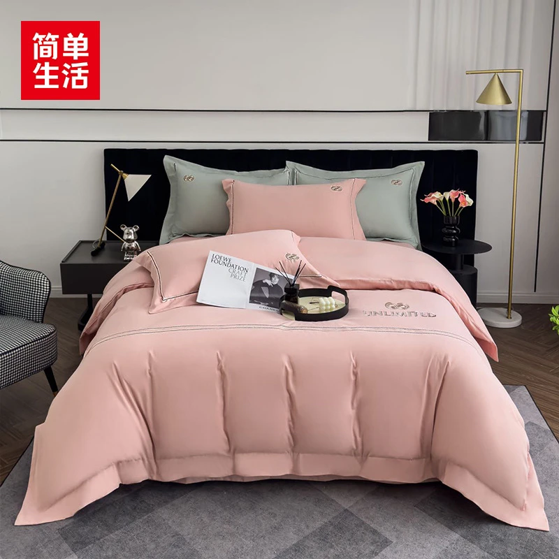 珍品贡棉绣花床单四件套适用1米8床被套220 x240