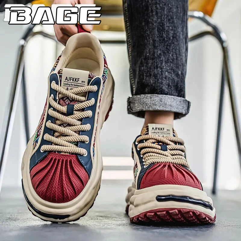 八哥贝壳头男鞋夏季红色本命年潮牌百搭休闲厚底板鞋小众运动潮鞋