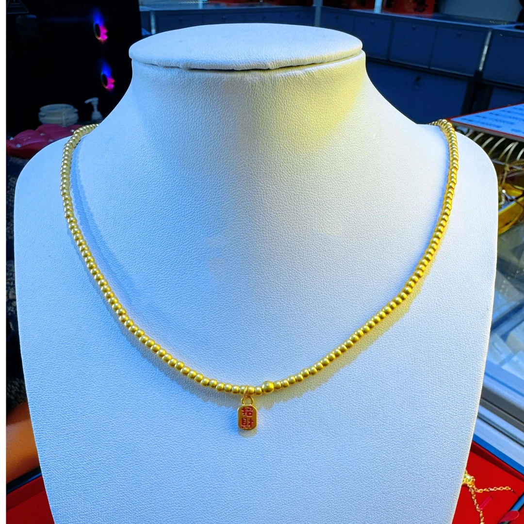 【潇潇专属】足金999 满圈招财金珠古法新中式国风精致百搭