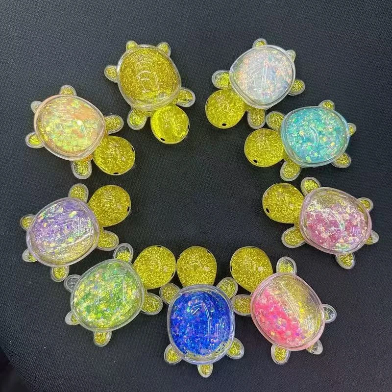 爆闪流沙乌龟网红入油液体双层解压小乌龟创意绝美亚克力摆件-3