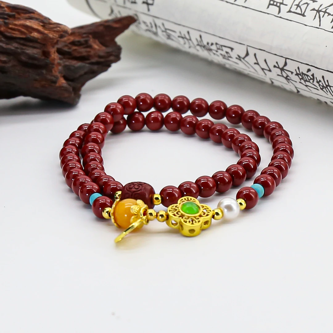 天然辰砂AD354精美手串（无礼盒）