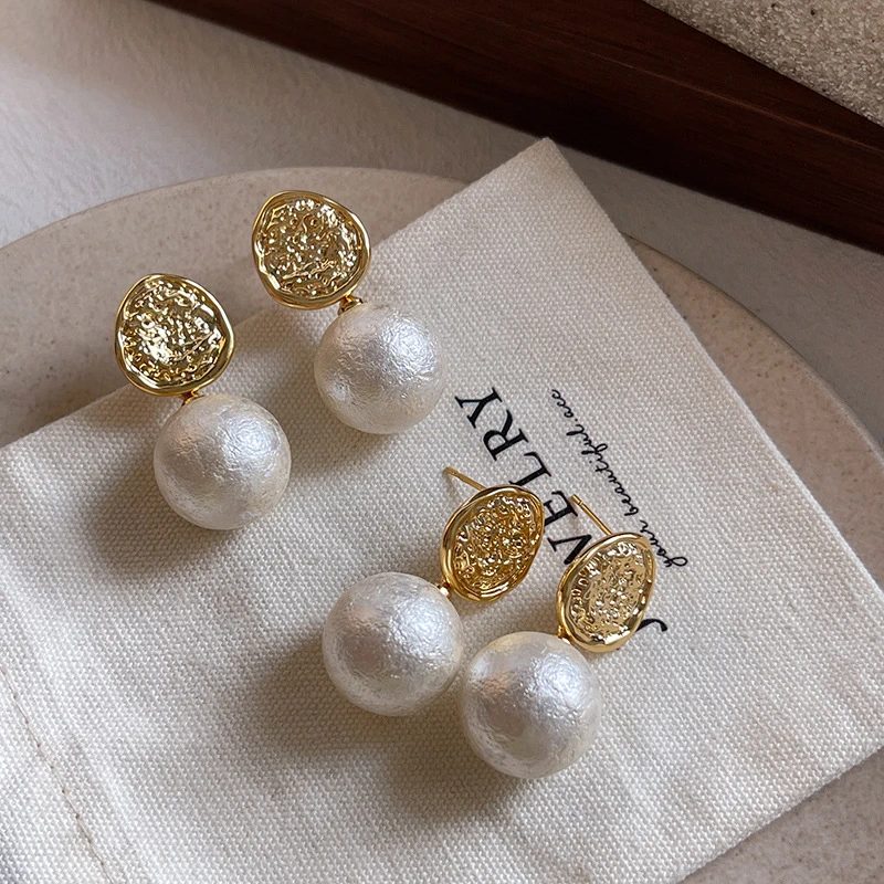 足银玻璃耳饰 925纯银针法式复古简约气质棉花耳钉女高级感冷淡风