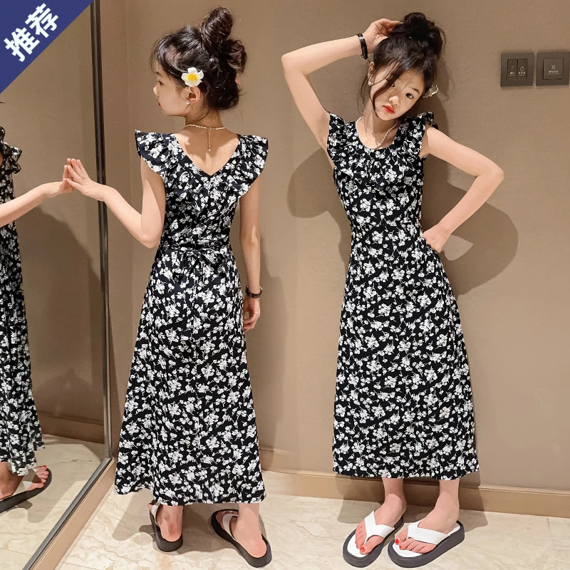 女童连衣裙夏装6-12岁15儿童装小女孩夏季短袖气质洋气时尚碎花裙