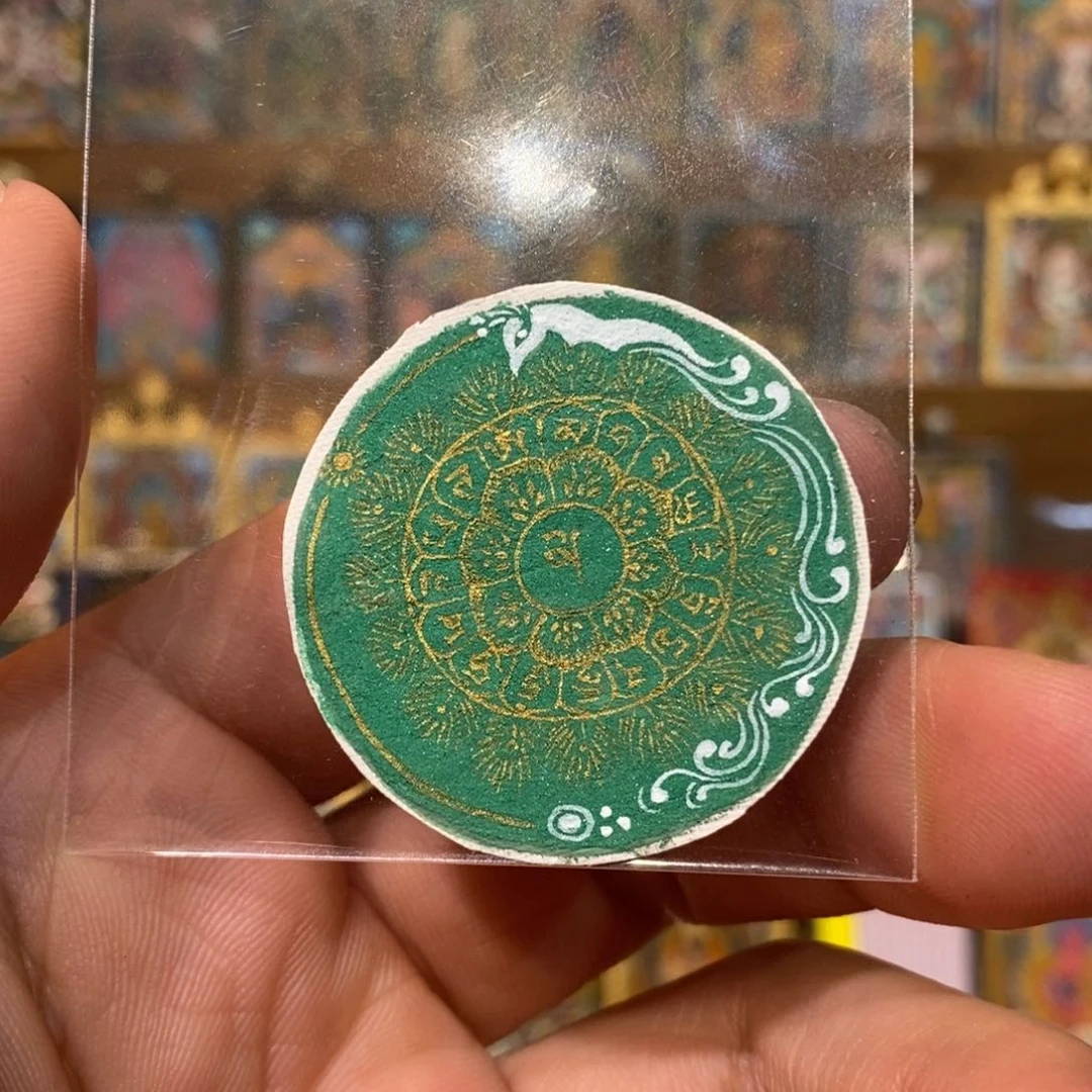 吊坠Y**o彩绘孔雀唐卡