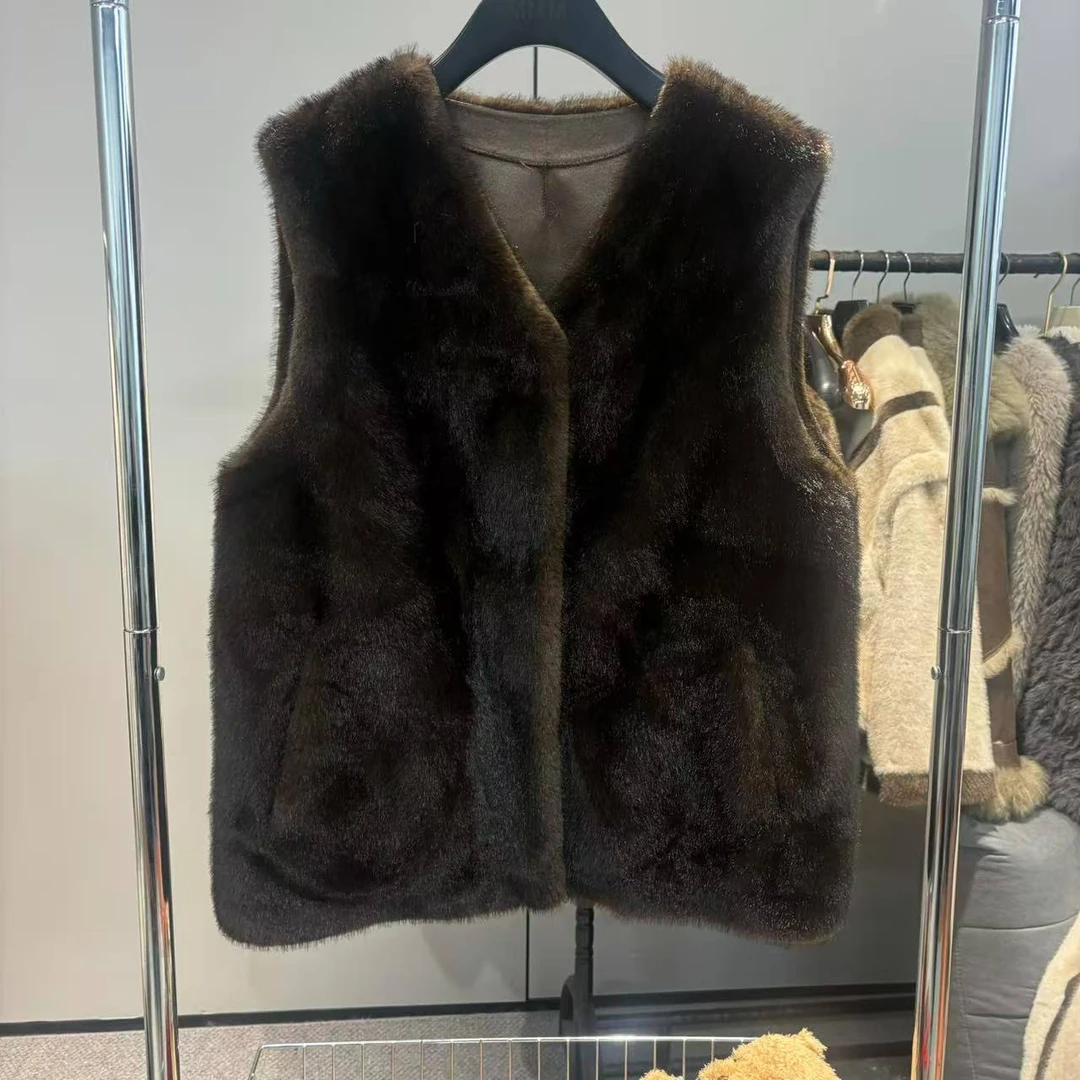 2025新款毛毛女士秋冬季宽松气质韩版百搭纯色马甲背心时尚休闲