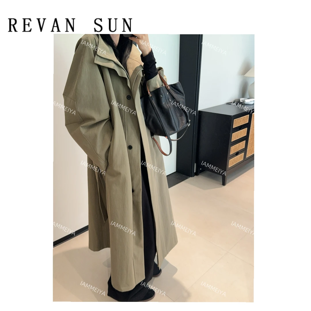 ［REVAN SUN］---大骨架穿搭 冷秋 立领长款风衣8079