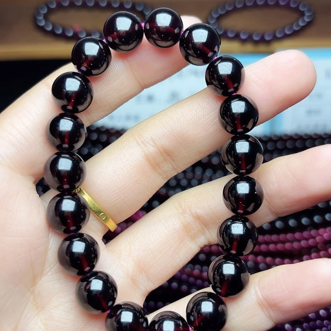 淡***雅手链石榴石未镶嵌卡10.5酒红单圈毕业级