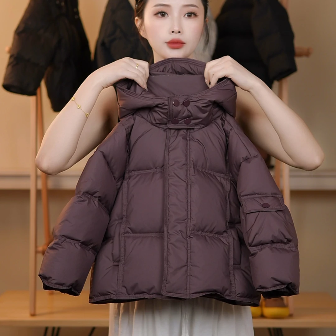 【鹿小鹿BZ】品牌韩版男童女童中性单排扣加厚连帽羽绒服外套