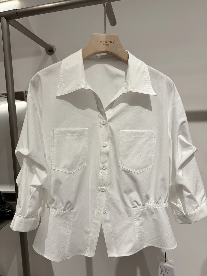 【方圆服饰】夏季通勤修身型纯色衬衫常规翻领衬衫