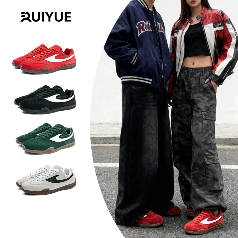 RUIYUE赛车鞋/红色德训鞋复古板鞋休闲内增高鞋男女情侣款阿甘鞋