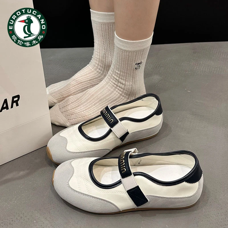 欧伦啄木鸟小众夏玛丽珍鞋子女2025新款爆款布面透气运动鞋小白鞋