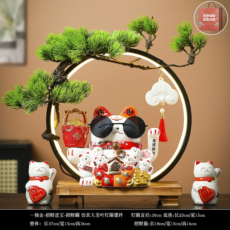 招财猫摆件店铺乔迁开业礼物办公室创意家居客厅陶瓷发财猫礼品