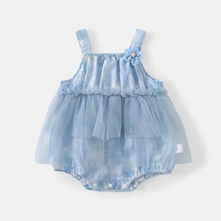 新生婴儿衣服夏季薄款女宝宝吊带公主网纱连体衣百日周岁包屁纱裙