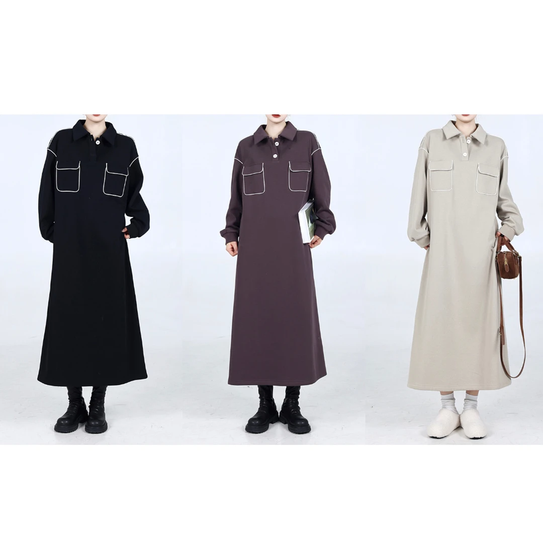 裂渡宣宣【松弛续写】微胖大码女冬气质显瘦撞色卫衣连衣裙ZY412E50