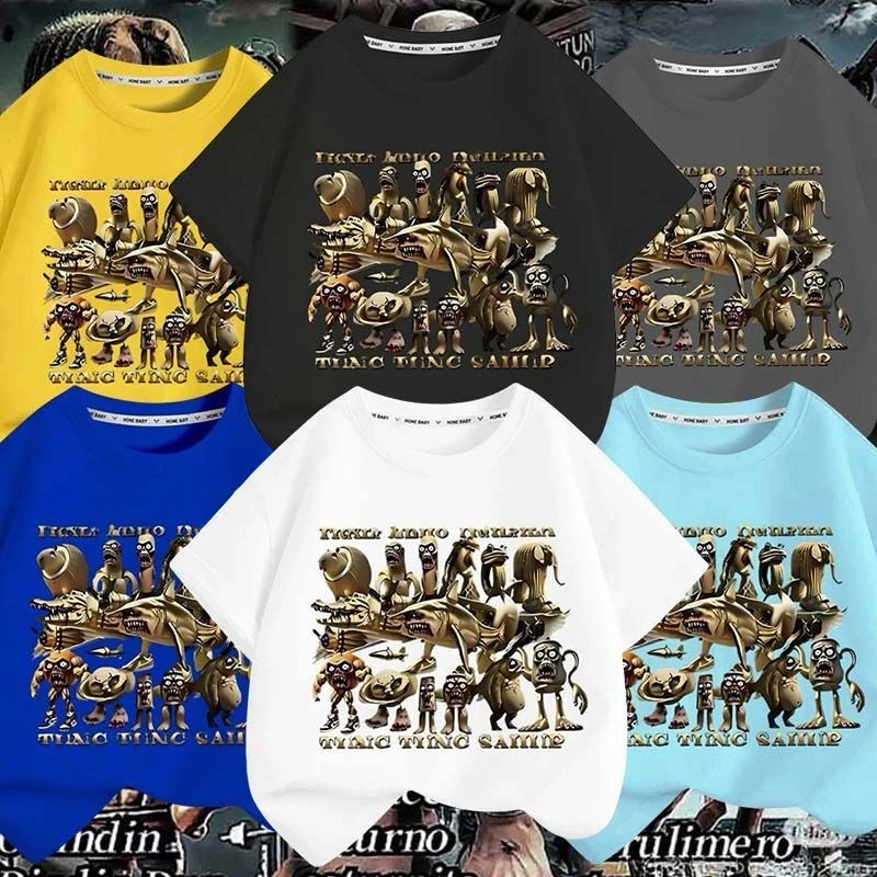 美国黄金版山海经通通哥恐怖版童装周边衣服儿童短袖T恤男童上衣