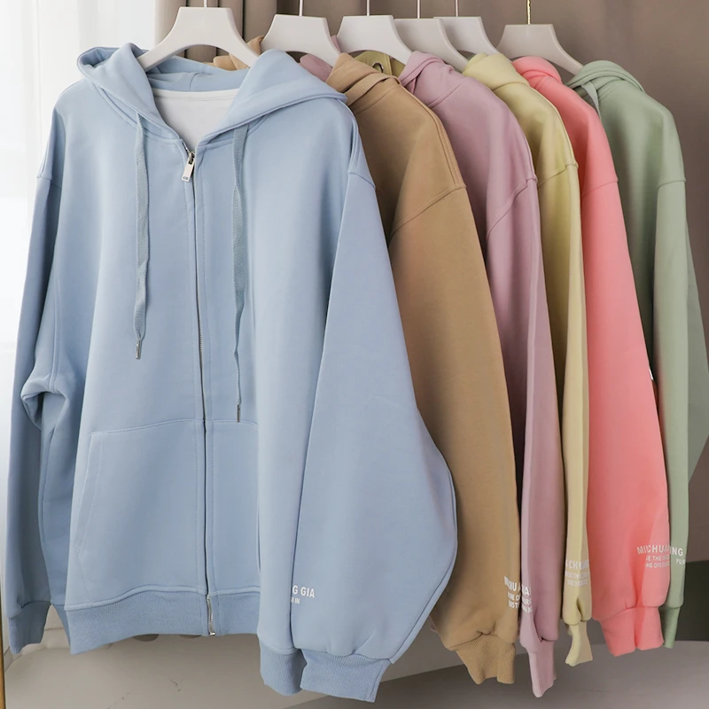 连帽卫衣开衫春秋外套常规厚度连帽长袖轻职风薄款秋季上衣韩版