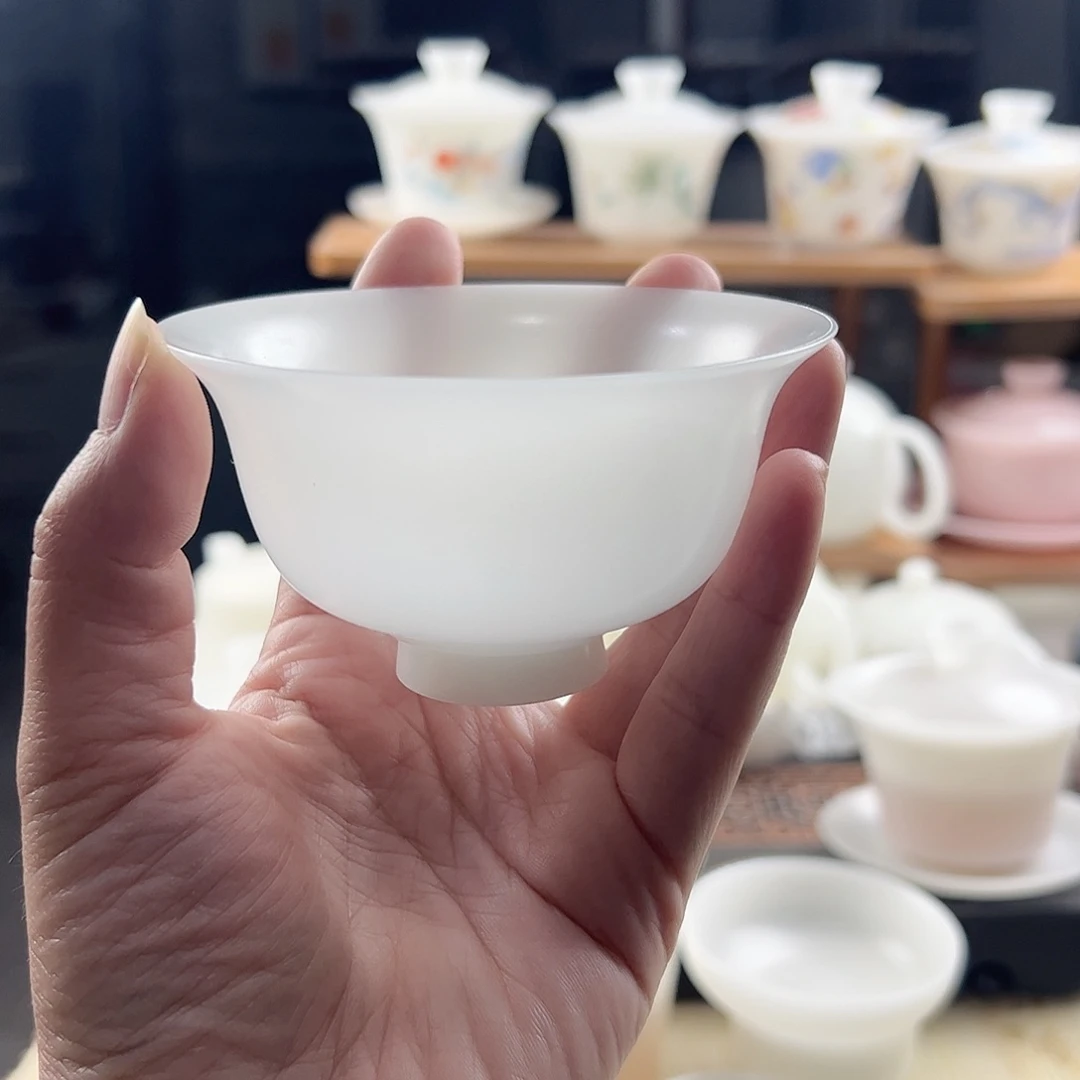 素烧璞玉薄胎仿古永乐压手杯130ml