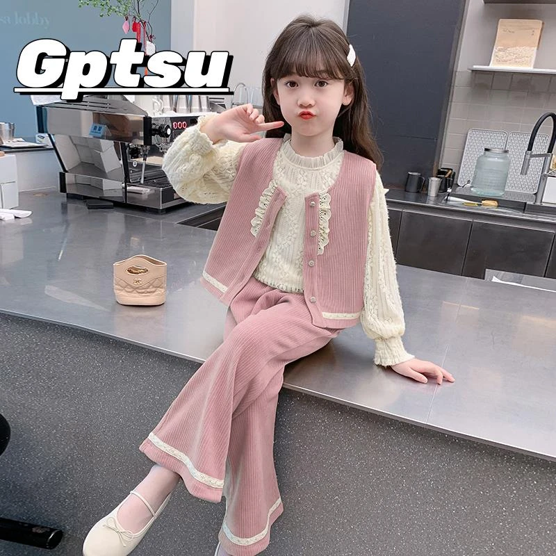 GPTSu女童套装2025新款儿童洋派时髦小香风三件套春秋女孩网红款