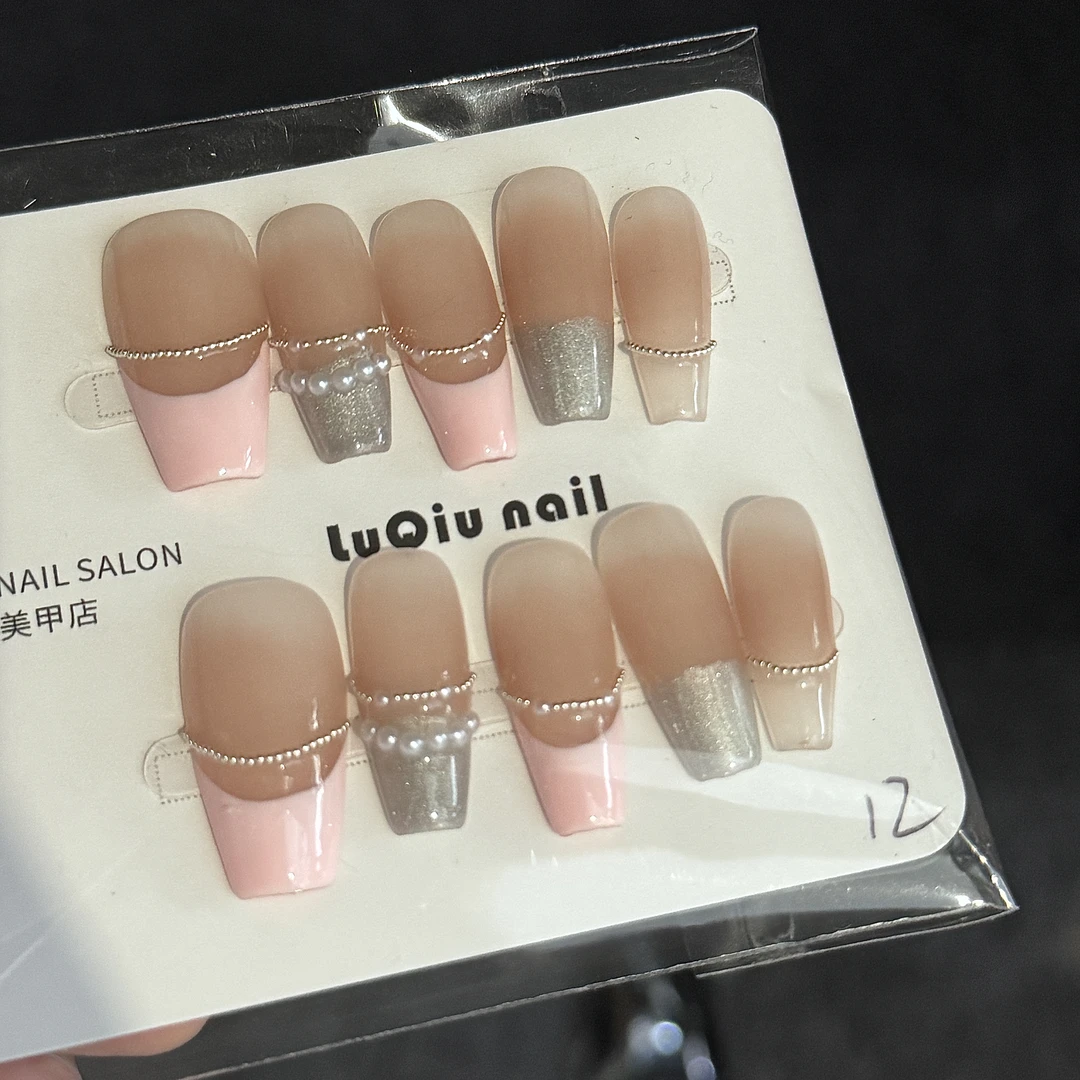 【孤品】云响·Nail·纯手工穿戴甲法式珍珠 可多次使用 送工具包