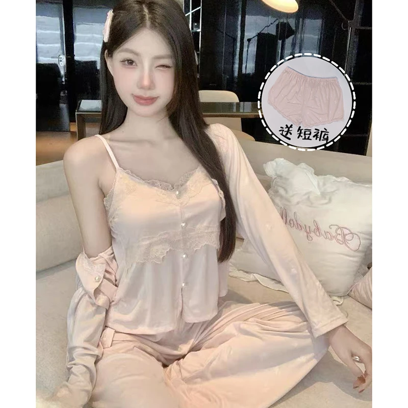 新款四季浅黄蝴蝶压花吊带带杯垫可外穿睡衣女款爆款2025新款1859