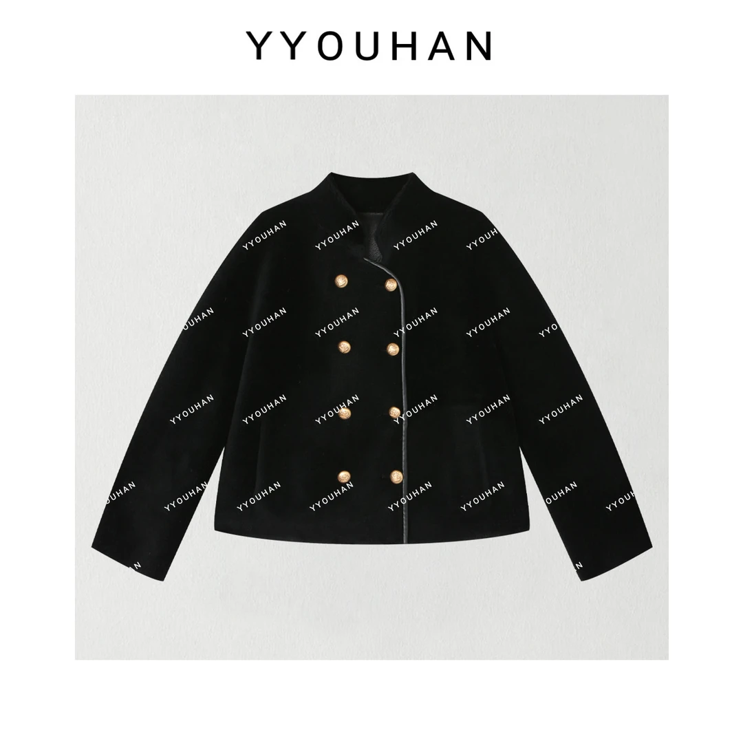 月月 年货小精致极简风烫金双排扣显瘦百搭平替外套 2511C8459
