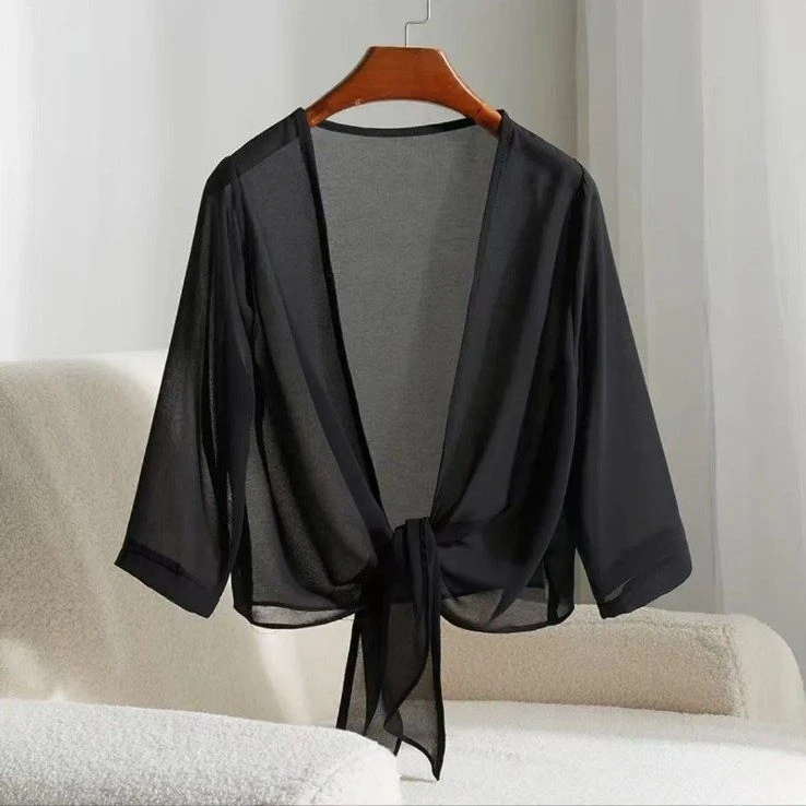 桑蚕丝小披肩薄外套女防晒服真丝开衫吊带长裙子外搭夏季短款上衣