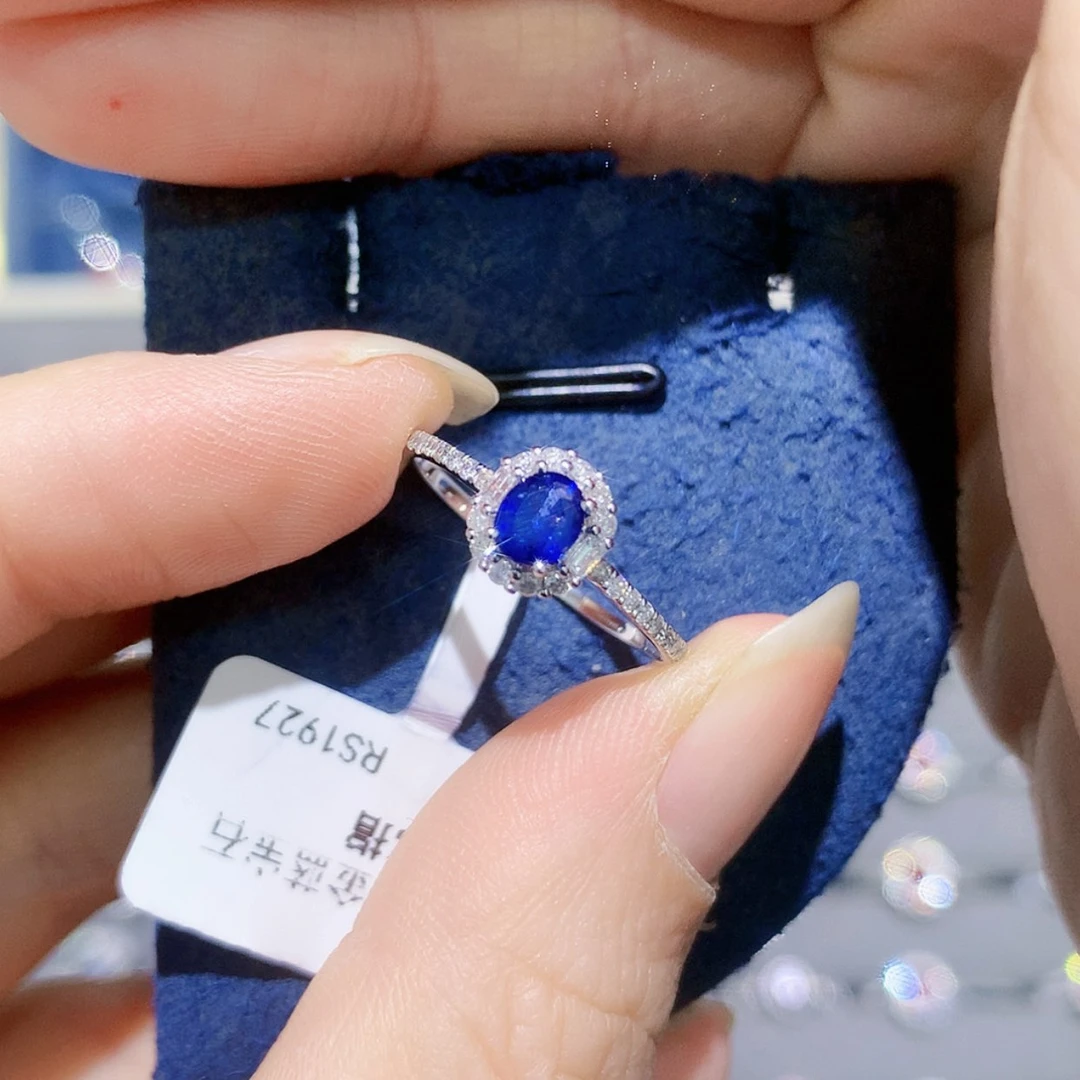 【闪购商品】戒指蓝宝石铂Pt850镶嵌蛋面戒指