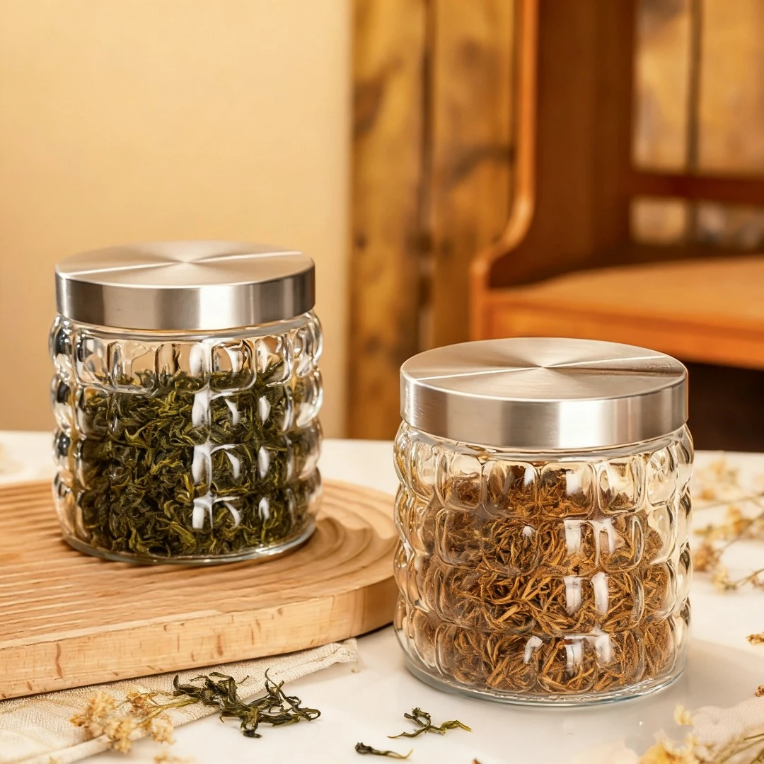 （950ml两只装）加厚玻璃干果零食密封罐家用多功能玻璃茶叶储物罐
