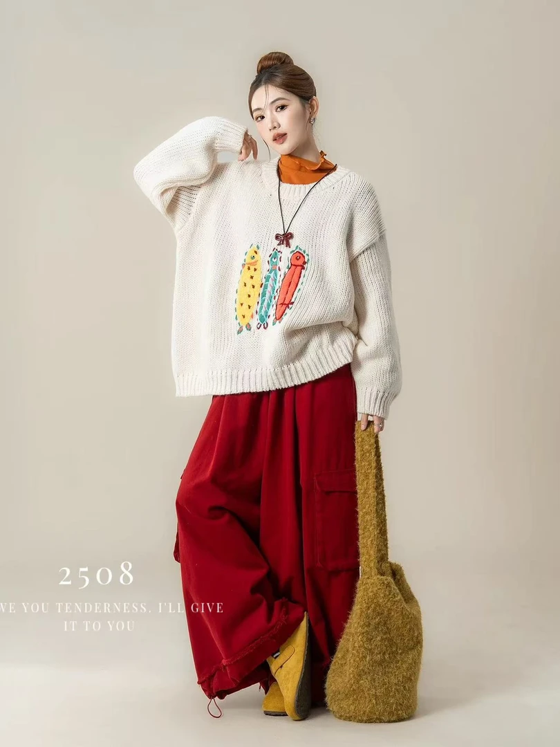 【ARONG阿荣家】毛衣02508-灰色杏色-F