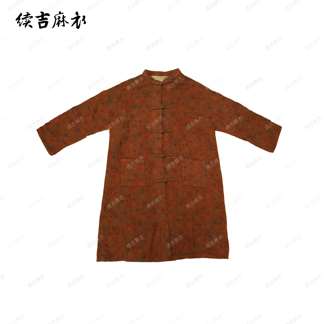 春-原创设计25-90【花满溪】棉立领盘扣气质复古国风中长款外套