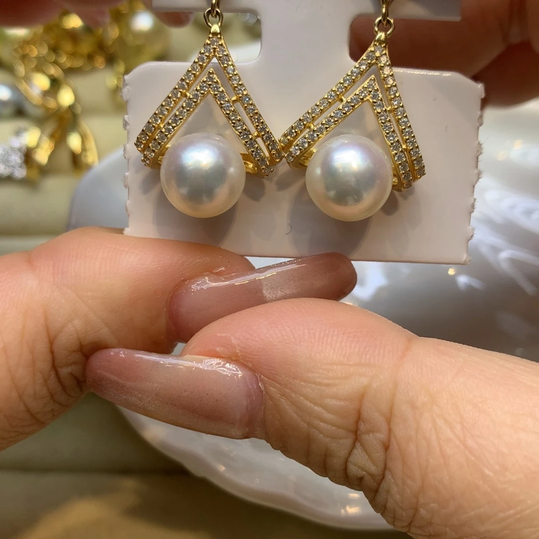 银S925镶嵌耳饰海水珍珠