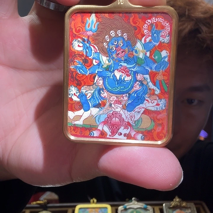吊坠六臂玛哈嘎啦大黑天手绘唐卡