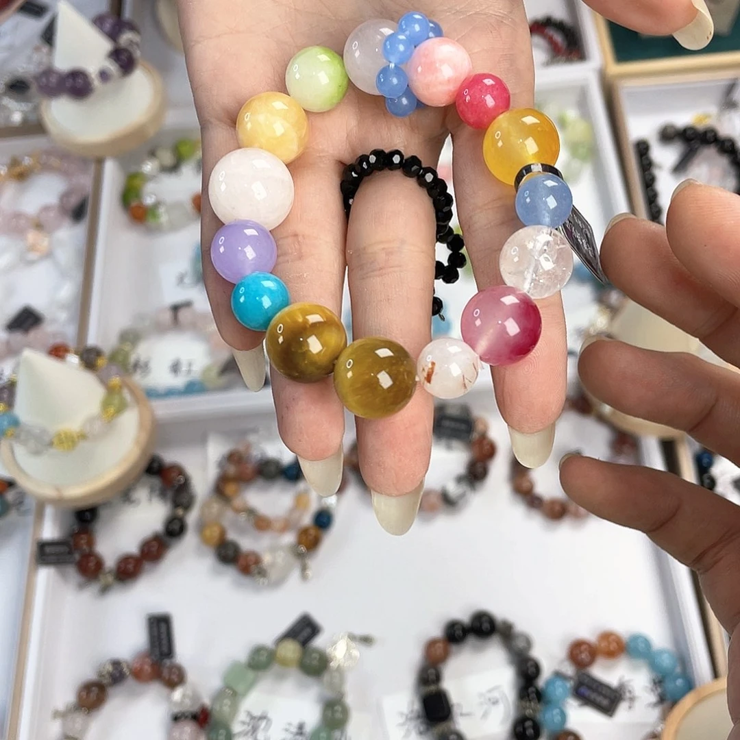 水晶手链银S925镀金镶嵌