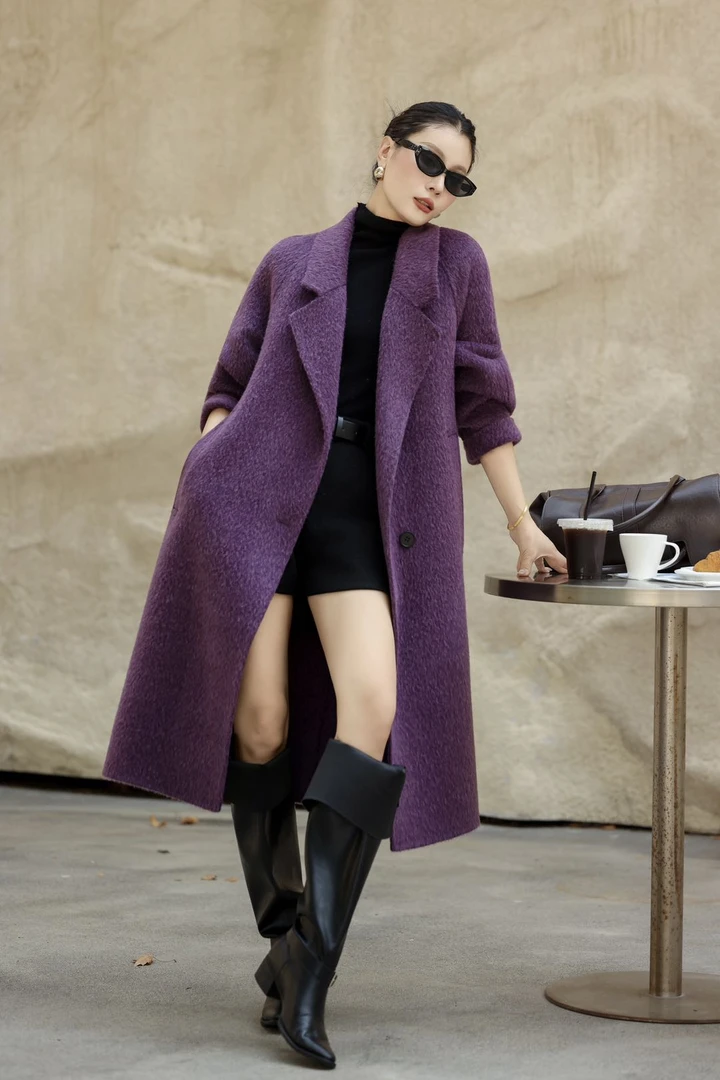 【RONGHEBEN绒赫本】进口苏力羊驼毛长毛呢外套大衣双面修身呢996