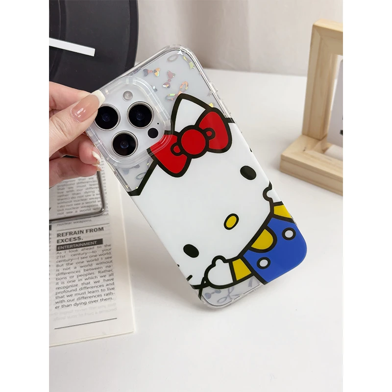 可爱kt猫闪片蝴蝶结适用苹果16promax手机壳iPhone14女13ins风