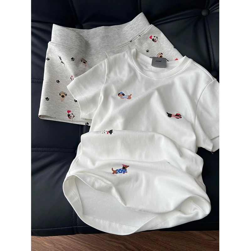【小狗印花】韩系甜美可爱睡衣女夏季新款短袖短裤可女大学生睡衣