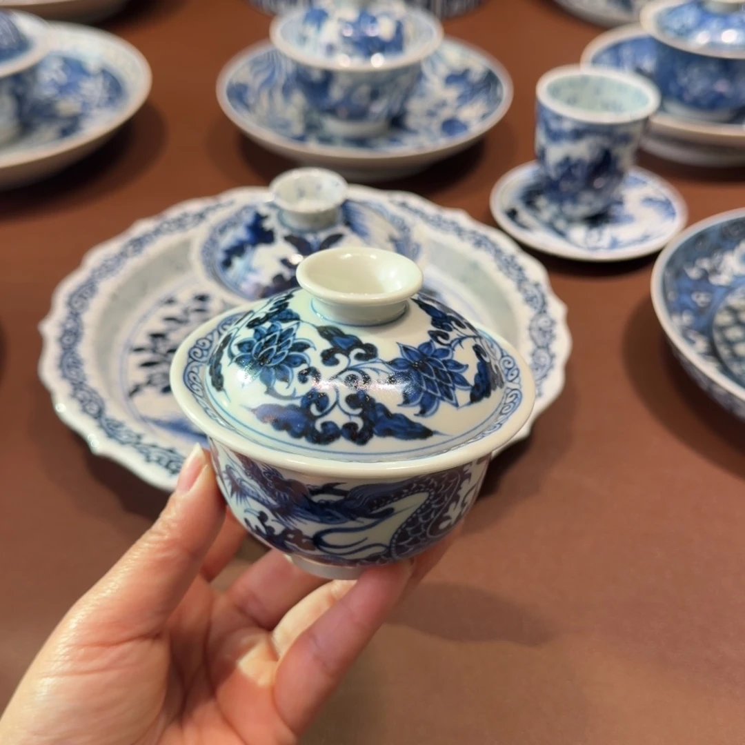 手工手绘茶具盖碗