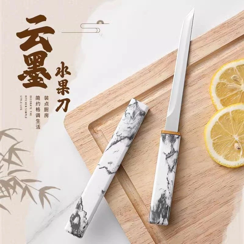 国潮风云墨水果刀简约小剑神镜面ABS手柄户外露营剥皮小刀