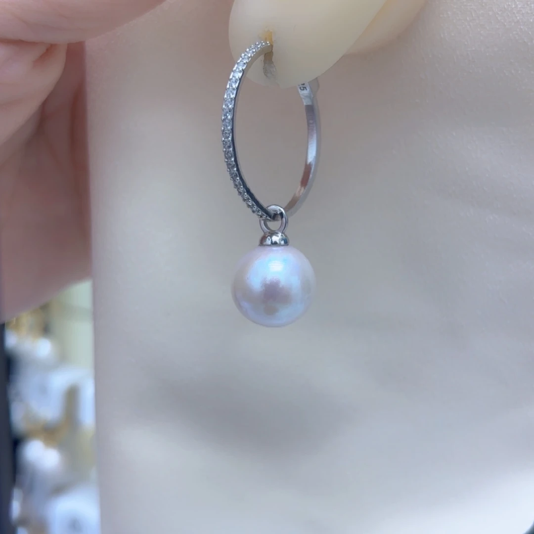 淡水珍珠耳饰银S925镶嵌