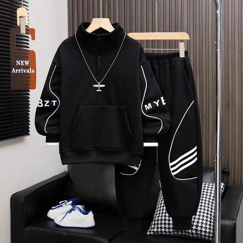 男童运动卫衣套装春秋款2025新款中大童儿童春装男孩帅气时髦潮款