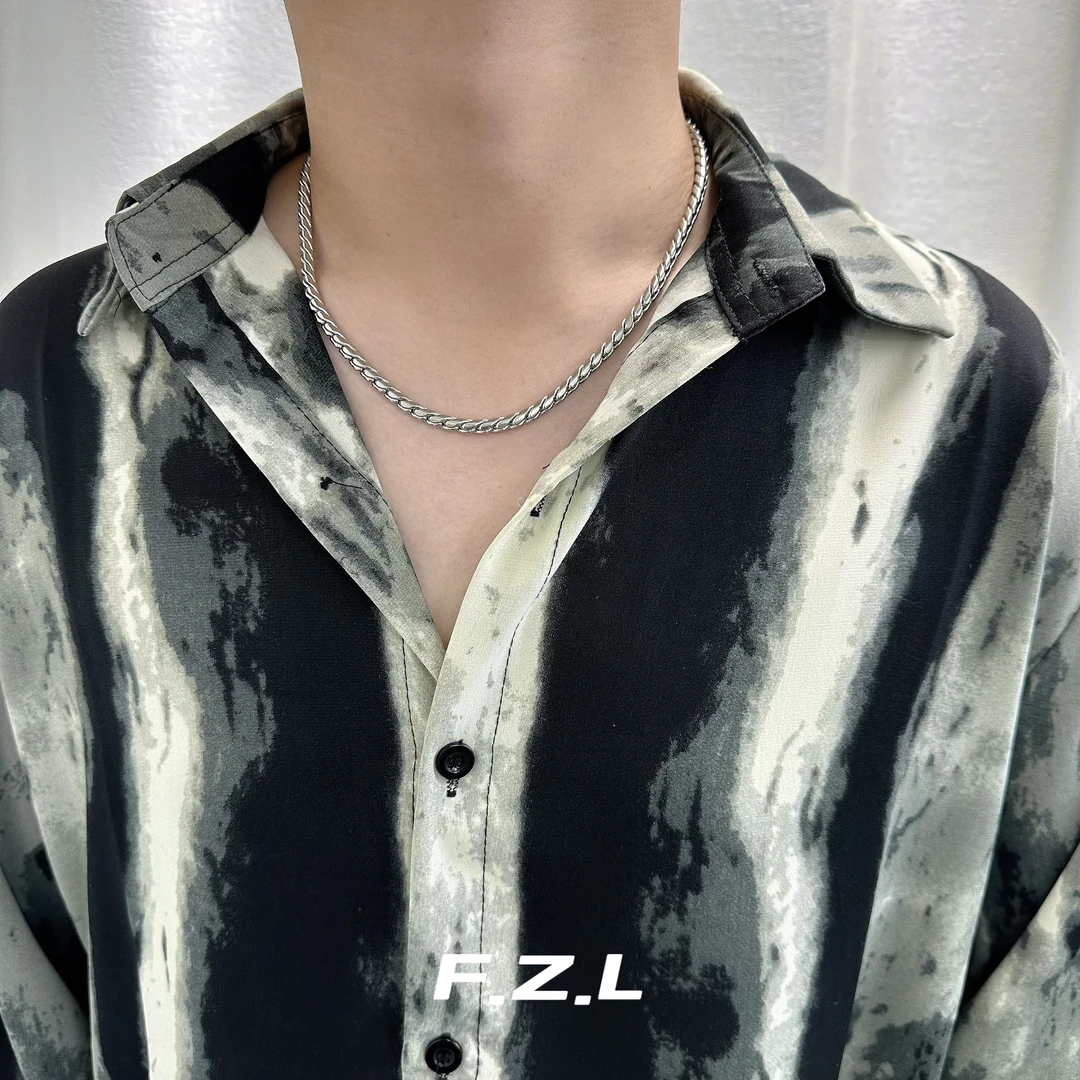 范哲洛 不锈钢项链 男士扭曲龙骨链欧美个性街头时尚潮男百搭霸气