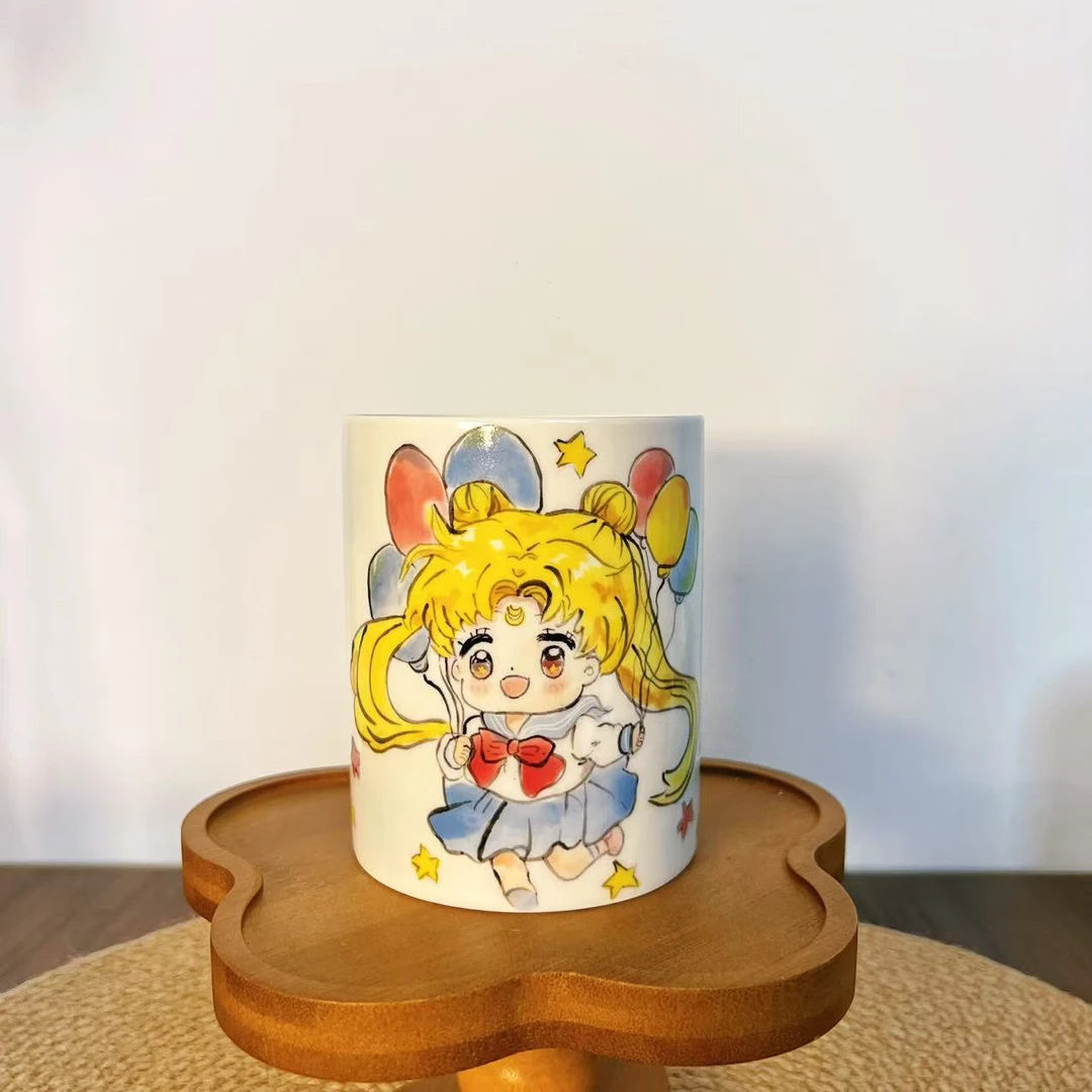 【直播-不带盒子】高温釉下彩大号马克杯卡通可爱手工陶瓷杯143