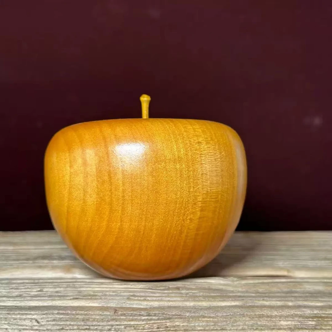 苹果摆件黄金檀实木雕刻摆件博古架玄关客厅电视柜装饰工艺品