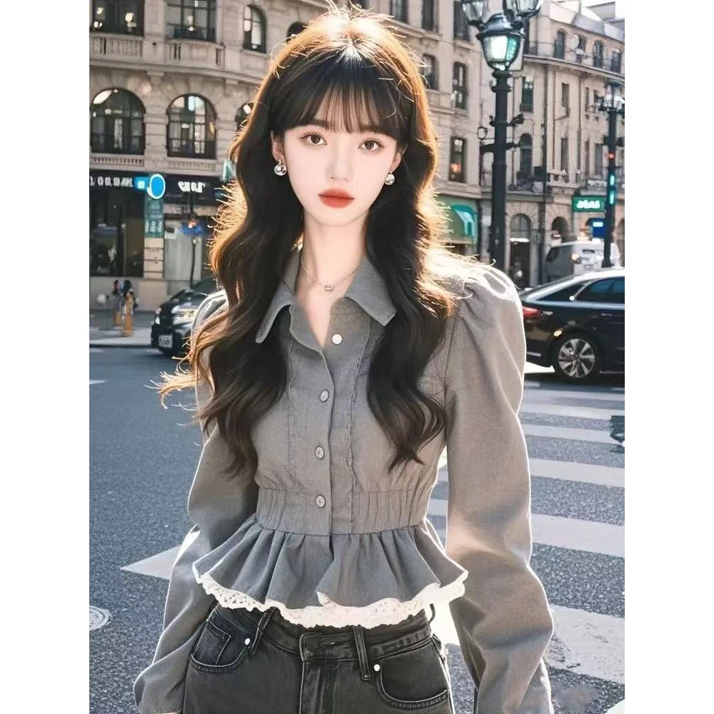 法式小香风长袖衬衫女2025春秋新款设计感小众气质修身百搭上衣女