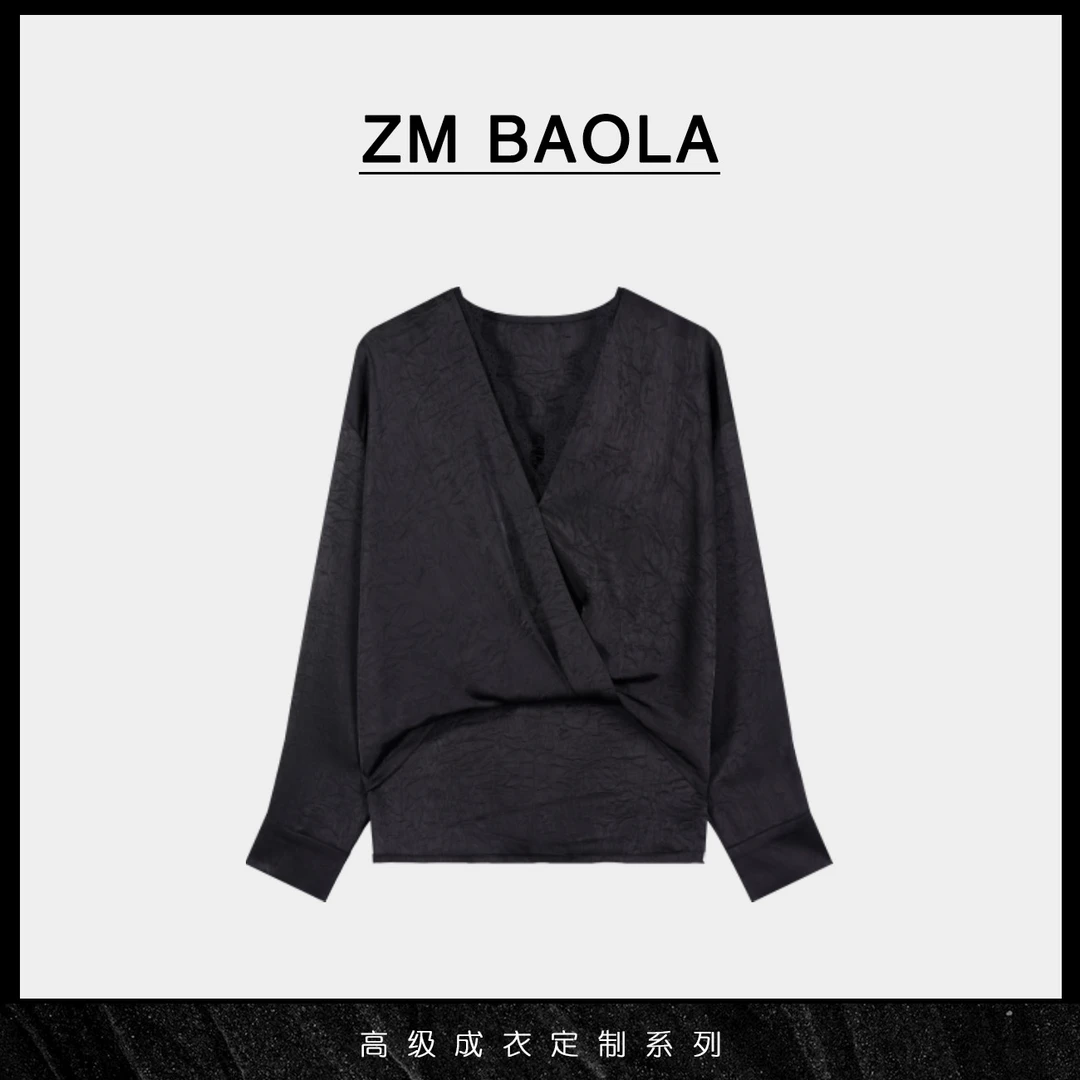 ZM BAOLA【云舞-大言】蕾丝拼接纹理醋酸上衣Y369-M2