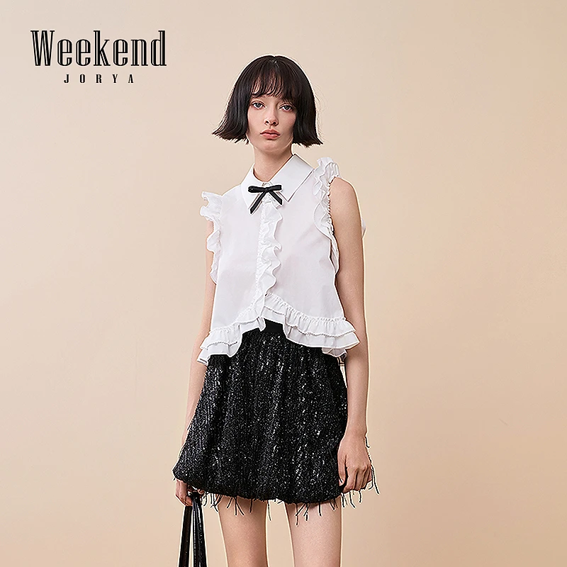 【商场同款】卓雅周末25新款复古飞袖蝴蝶结A字衬衫上衣ERW4S02A