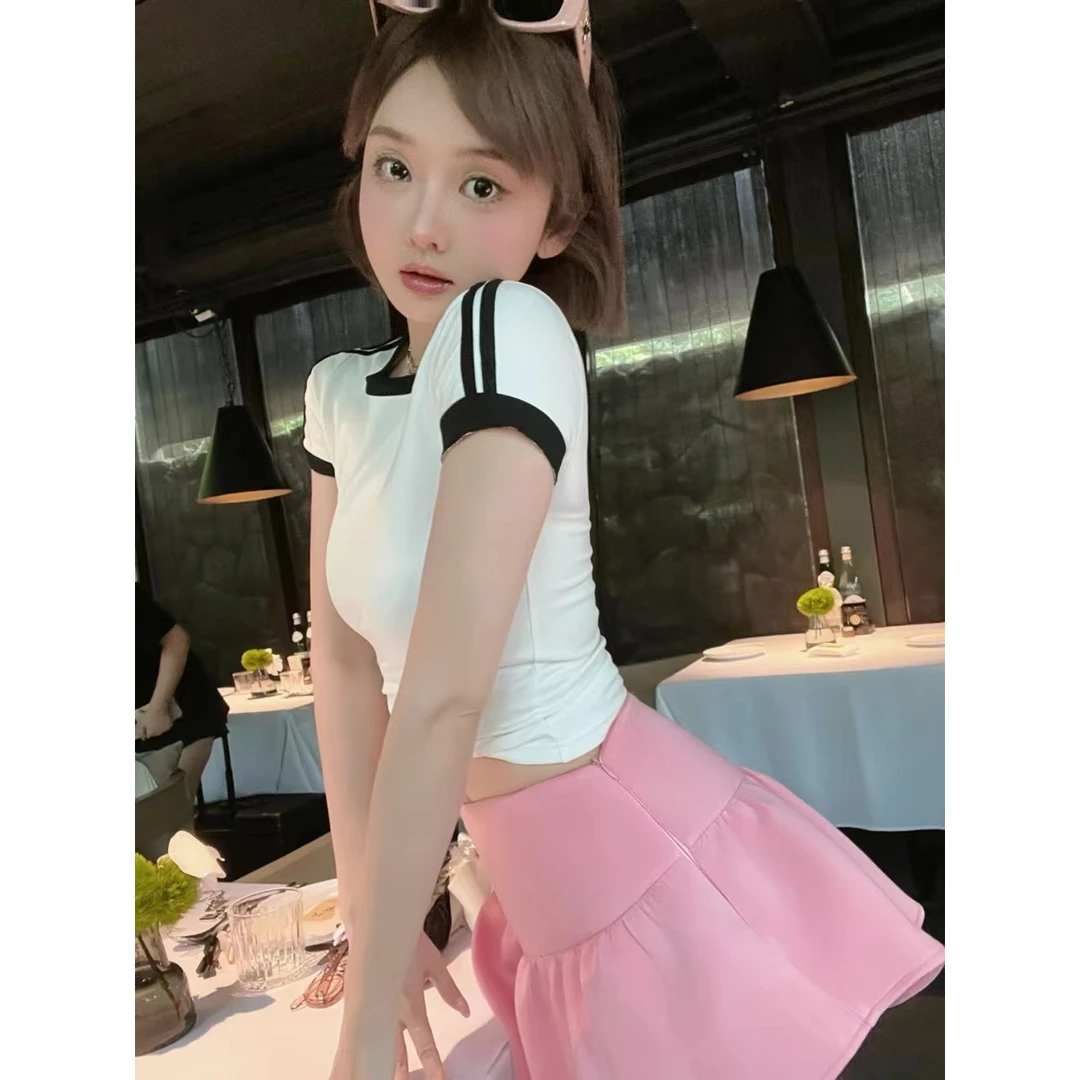 新款夏季女团风减龄气质套装 LT240132T恤 LQ240248半裙