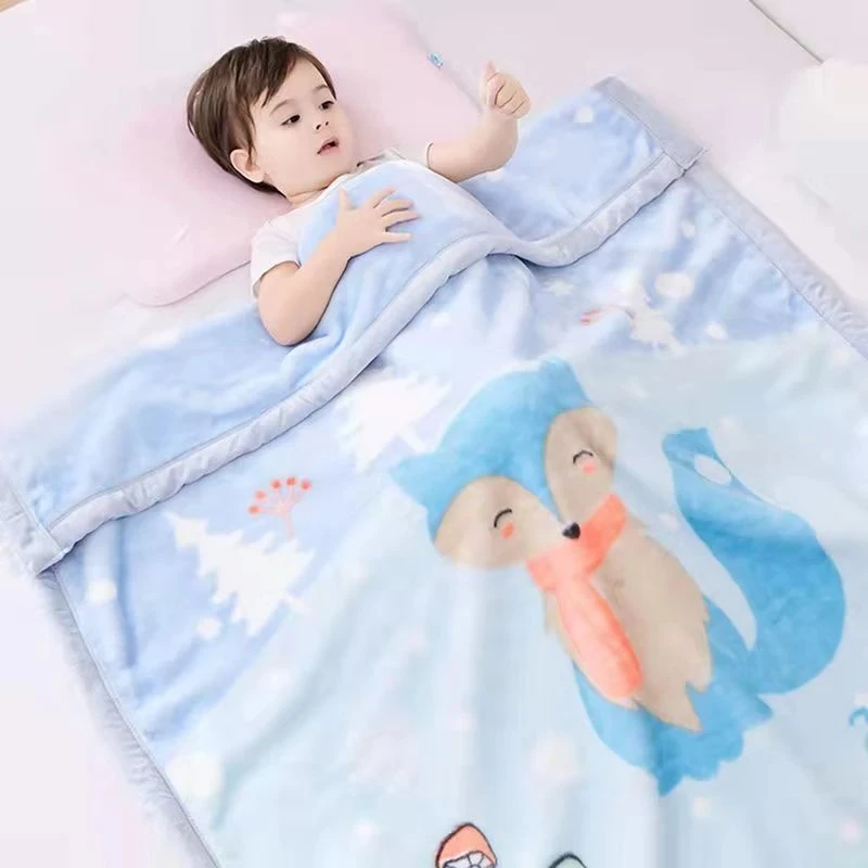 婴儿童加厚盖毯云毯110*135小孩新生儿婴幼儿单人双层午睡毯薄款