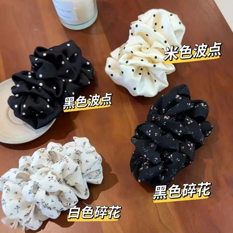 巨显发量横着夹新款褶皱云朵泡泡波点碎花姐妹氛围感香蕉夹